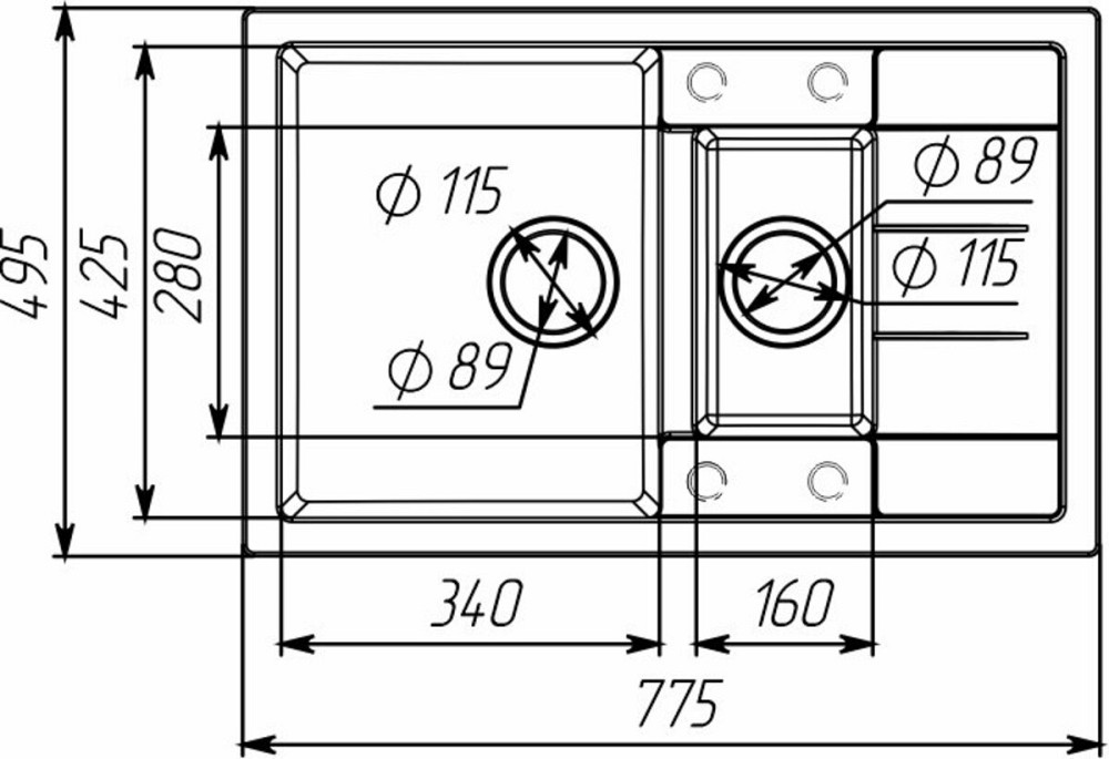 VALESO Гранітна мийка для кухні VALESO TOSKANA 7850W матова Сафарі Коломыя - изображение 3