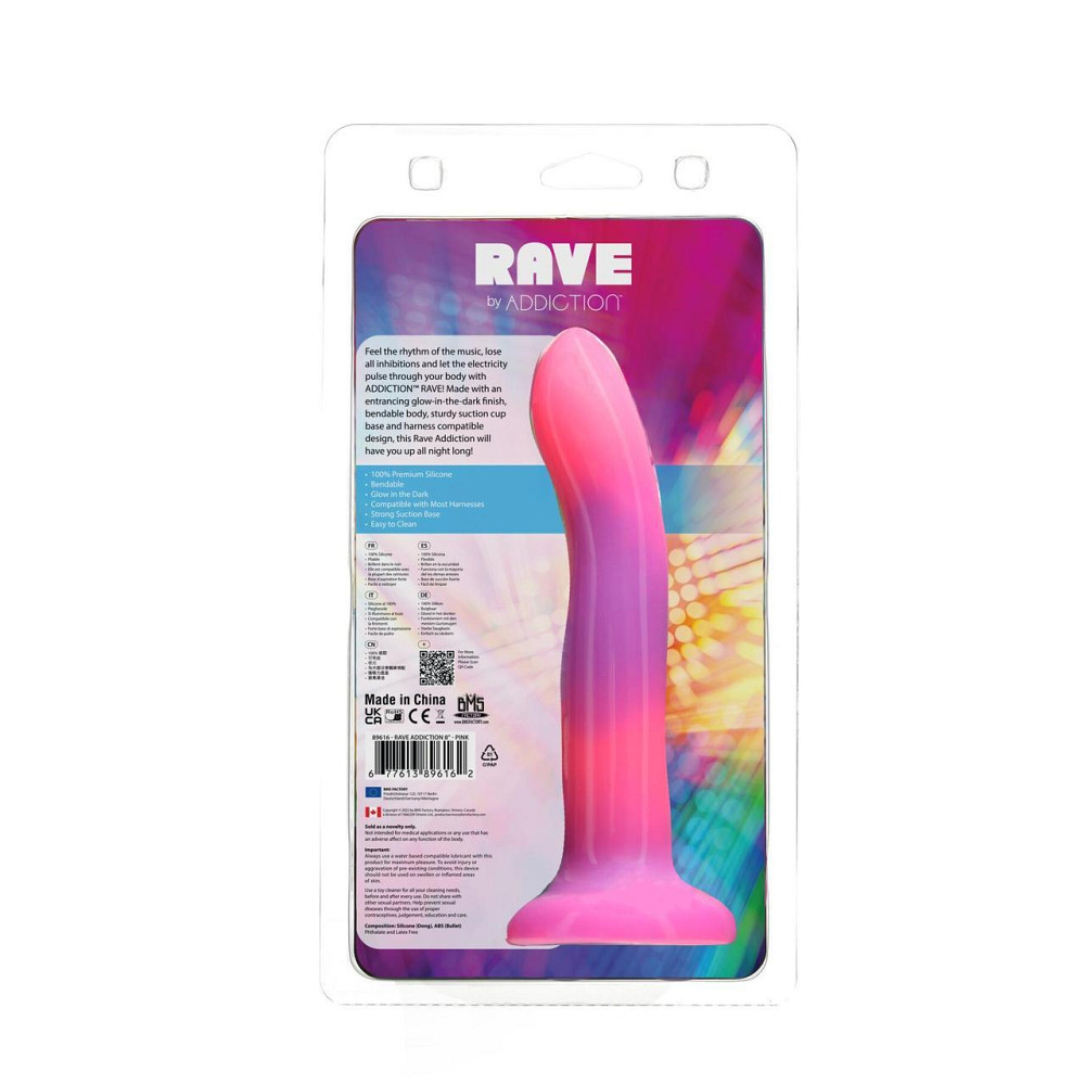 Светящийся в темноте фаллоимитатор ADDICTION Rave 8″ Glow in the Dark Dildo Pink Purple, 20,3 см Sex Aura Киев - изображение 9