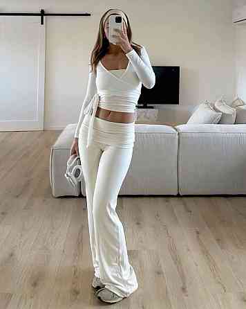 Жіночий базовий костюм-двійка натуральна щільна віскоза Молочний Одеса