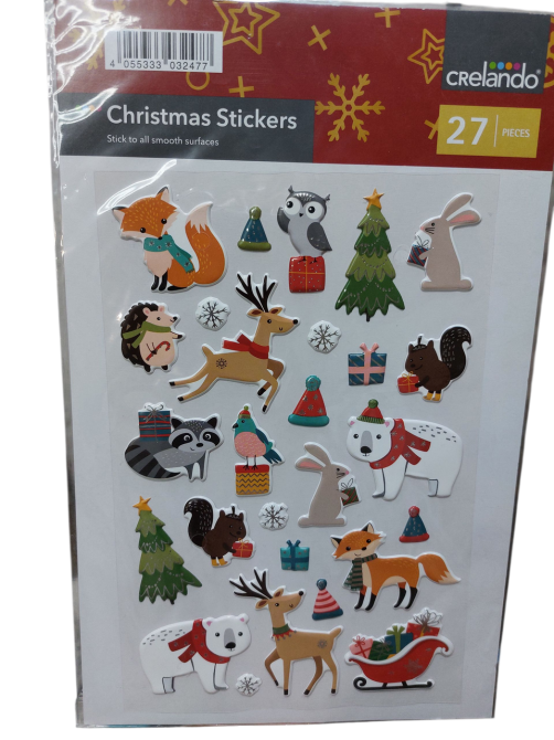 Новогодние наклейки праздничный декор для дома и подарков Crelando 21 на 14 см разноцветный Киев - изображение 1