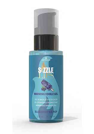 Зігрівальний масажний гель Sensuva Sizzle Lips Blueberry Ice Pop (59 мл), без цукру, їстівний Sex Aura Київ