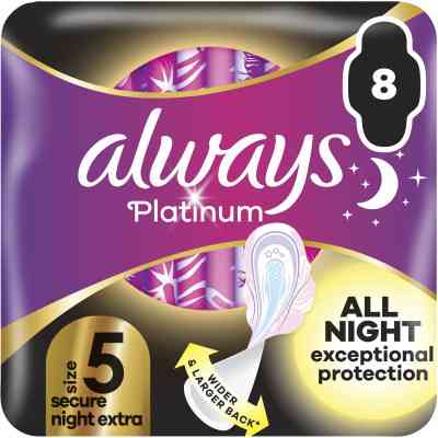 Гігієнічні прокладки Always Platinum Secure Night Extra Розмір 5 8 шт. (8700216186742) Вінниця