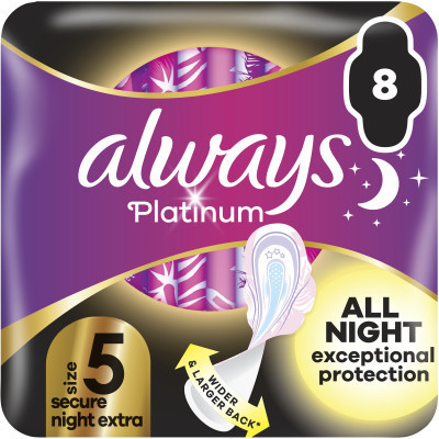 Гигиенические прокладки Always Platinum Secure Night Extra Размер 5 8 шт. (8700216186742) Винница - изображение 1