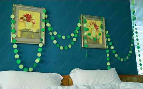 Гирлянда кружки на нитке для праздника 4 м на 6 см зеленый Киев