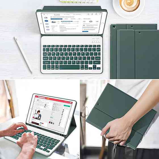 Чехол‑клавиатура для iPad 10.2 7/8/9 поколений Dark Green съемная беспроводная клавиатура отсек для Pencil Киев