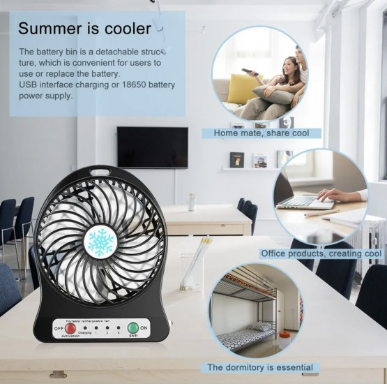 Портативний usb міні-вентилятор ( Чорний) Вінниця - фото 4