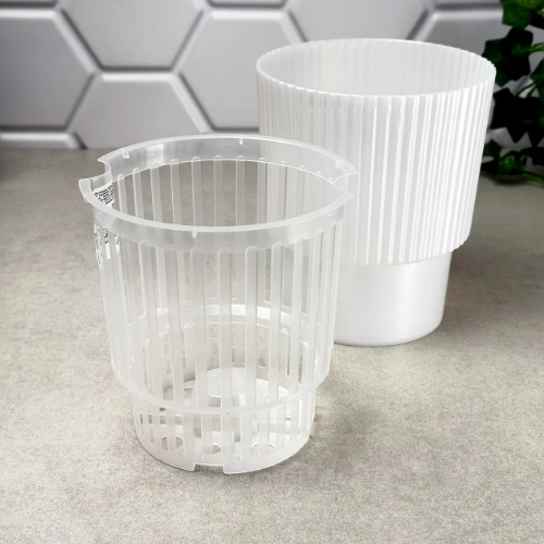 Вазон "Стелла" для орхідей з дренажем 16*18,5см. (біла перлина) Житомир - фото 4