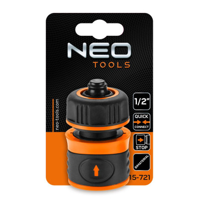 Конектор для шланга Neo Tools для шланга 1/2&quot;, з аквастопом, двокомпонентний (15-721) Вінниця - фото 7