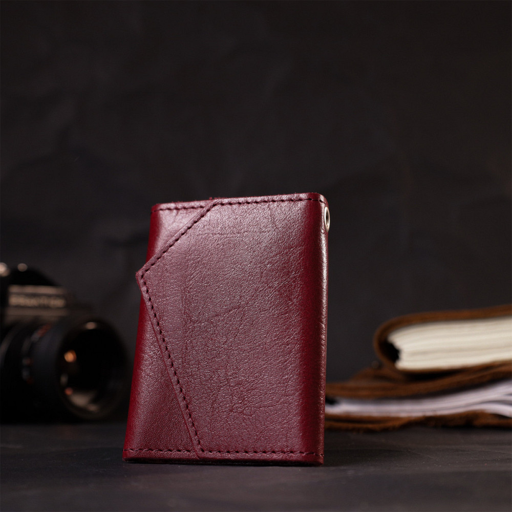 Містка жіноча шкіряна ключниця Бордовий (GRANDE PELLE) Київ - фото 2