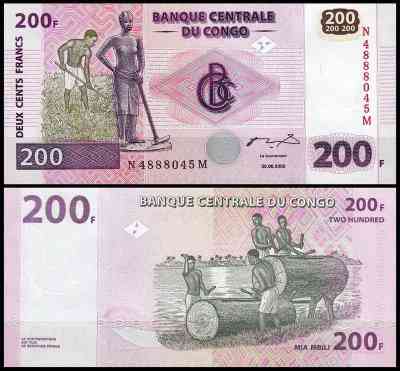 Конго / Congo 200 francs 2007 Pick 99 UNC Полтава