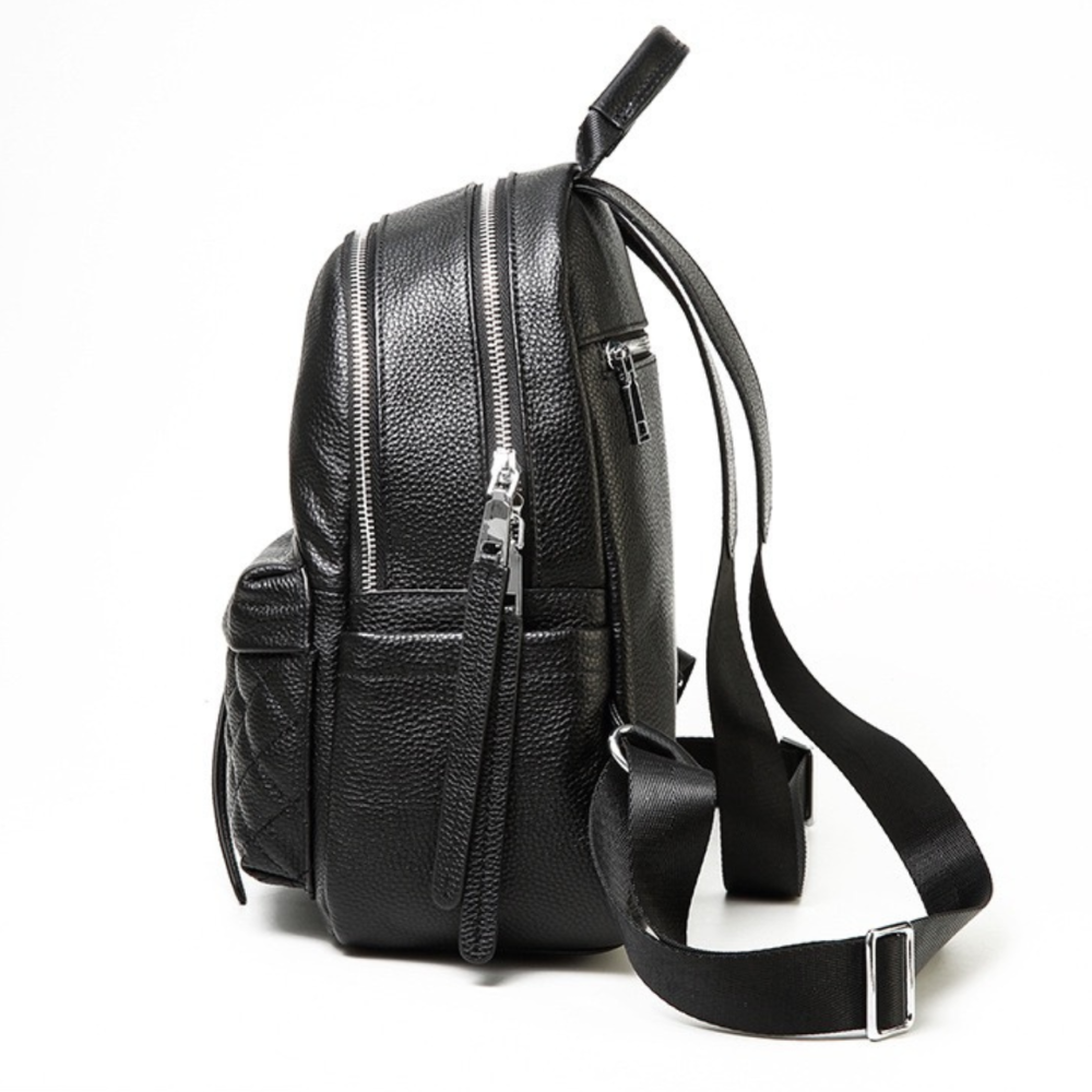 Жіночий шкіряний рюкзак міський 30х23х12, наплічник з натуральної шкіри, чорний Київ - фото 2