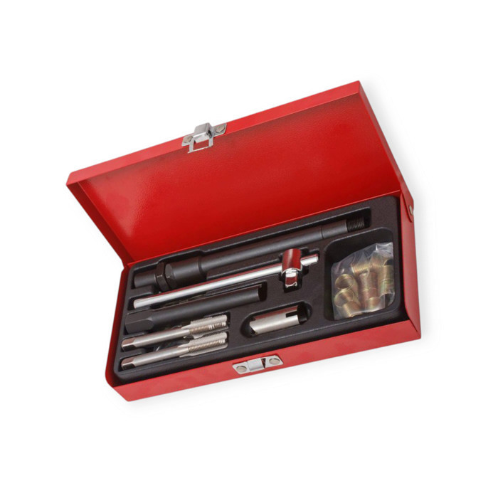 Набор и футорок для восстановления свечной резьбы 26шт (метал. кейс) инструмента Мукачево - изображение 1