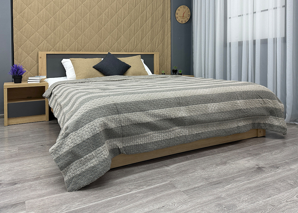 Плед 200х230 см (+-10см) Рогожка на овчине 