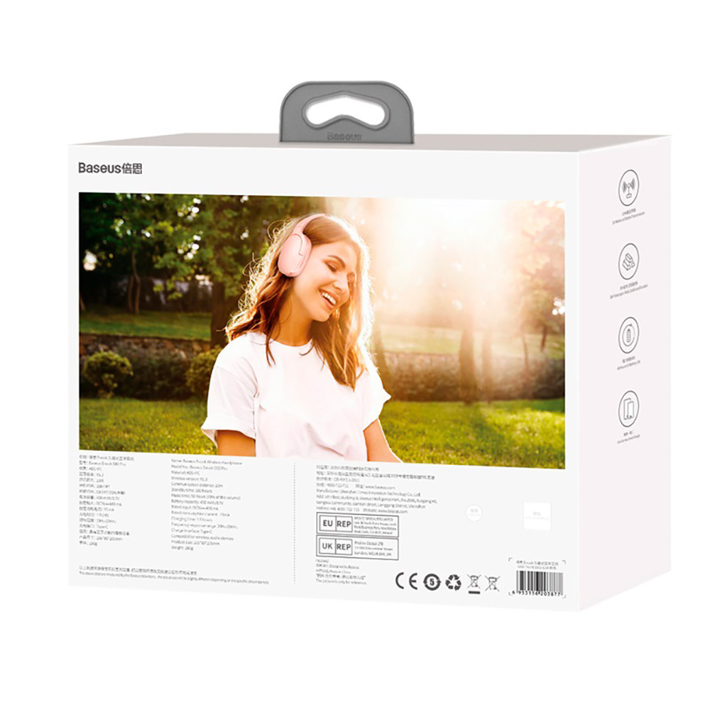 Бездротові накладні навушники Baseus Encok Wireless headphone D02 Pro Pink Київ - фото 3