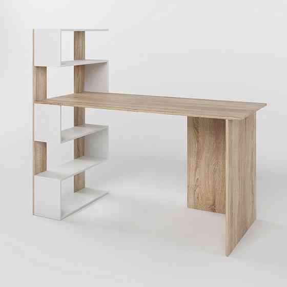 Cтіл комп'ютерний з полицями М-ЗОН Джеко 1416L лівий Сонома/Німфея Альба (MZN-031026) Львів