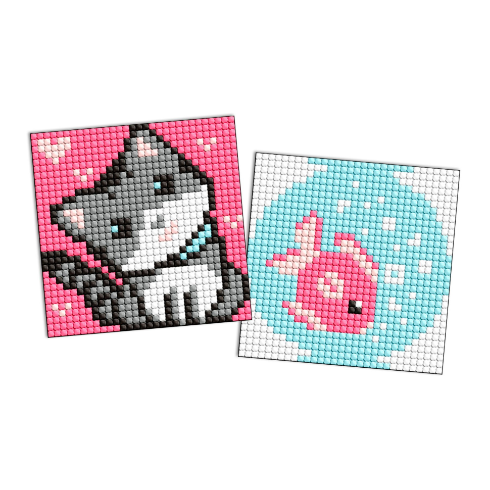 Алмазная мозаїка "Рибка та кошеня" AMG1050 на магнітній основі 9x9 см Вінниця - фото 1