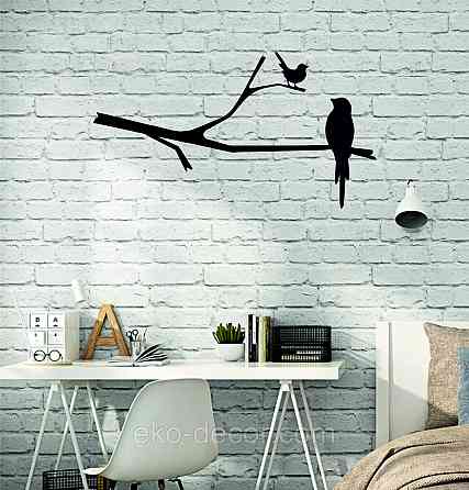 Декоративное настенное Панно «Птичка на ветке», Декор на стену 90*49 см, Черный Киев