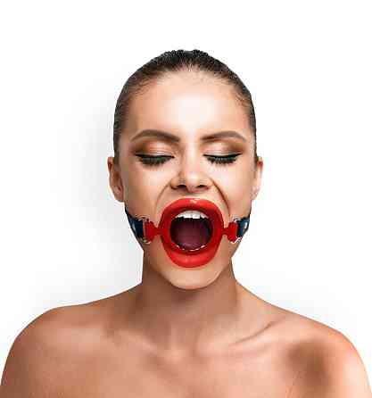 Кляп-расширитель силиконовое кольцо Art of Sex – Gag ring, красный, натуральная кожа Sex Aura Киев