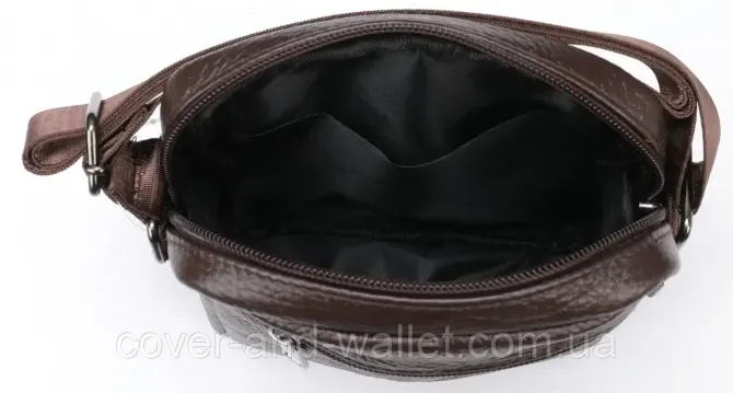 Маленькая мужская вертикальная сумка из натуральной кожи черного цвета Leather Collection Киев - изображение 5
