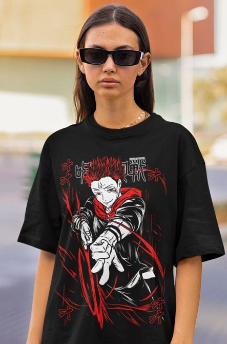 Футболка для мальчика аниме Магическая битва оверсайз (рост от 165 до 180 ) Черний AnimeJ0851m Днепр - изображение 4