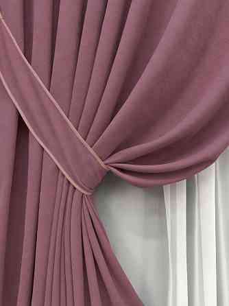 Комплект готових штор VR-Textil Мікровелюр Petek № 1490ш Рожевий 200х290 см 2 шт (32-529) Київ