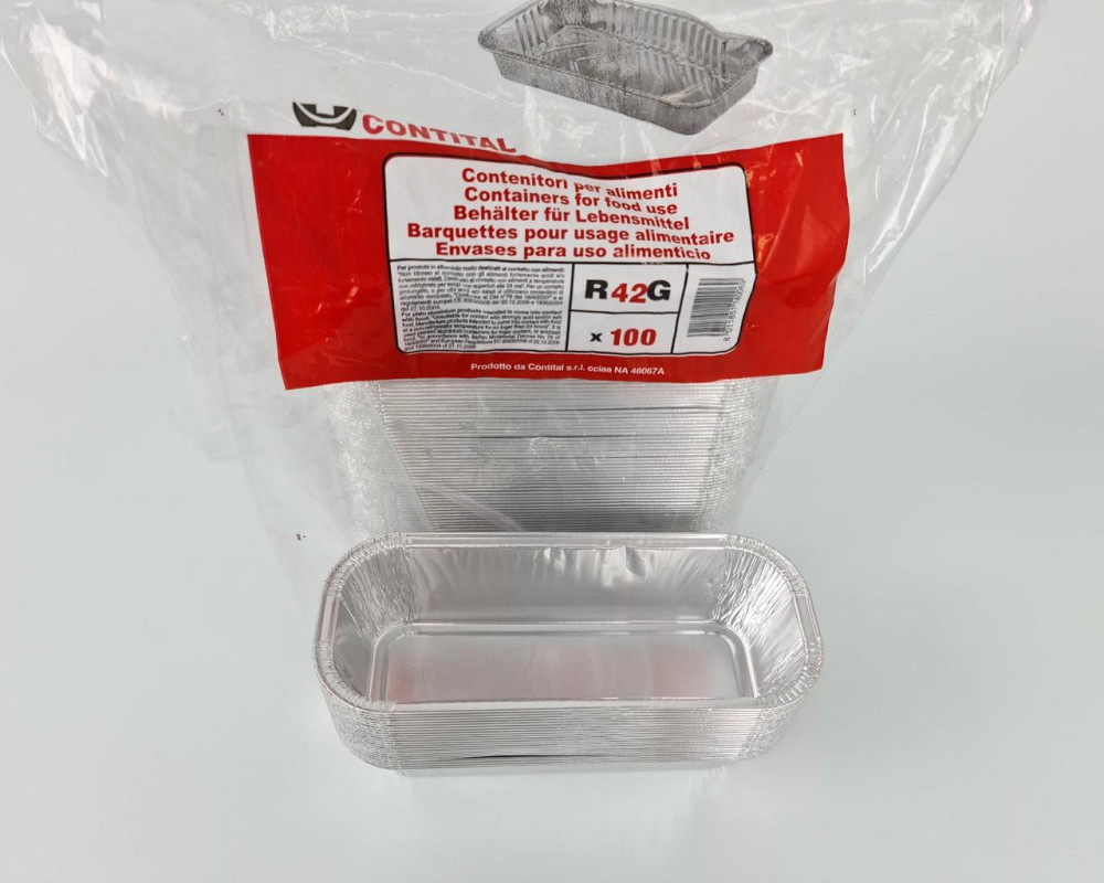 Контейнер из пищевой алюминиевой фольги прямоугольный 575мл R42G 100шт в упаковки (1 пачка) Харьков - изображение 4
