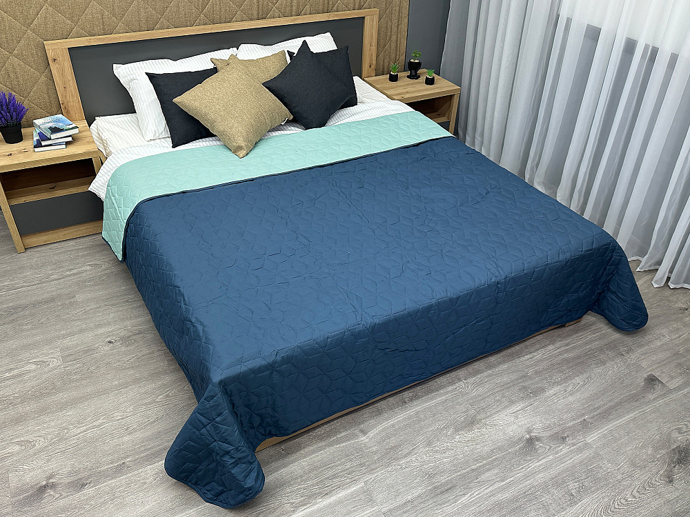 Покривало двостороннє Decorator Microfiber куб 140х215 см синій з блакитним (85-108) Київ - фото 3