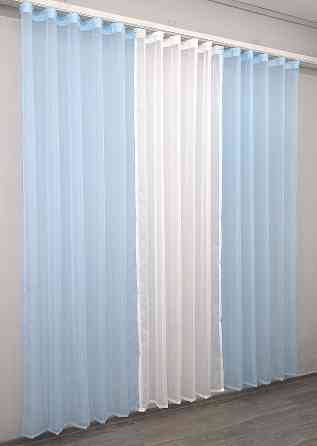 Комплект з шифону, декоративна гардина світло-блакитний з білим 002дк (н130-н101) Київ