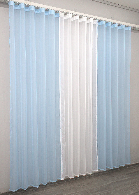 Комплект з шифону, декоративна гардина світло-блакитний з білим 002дк (н130-н101) Київ - фото 2