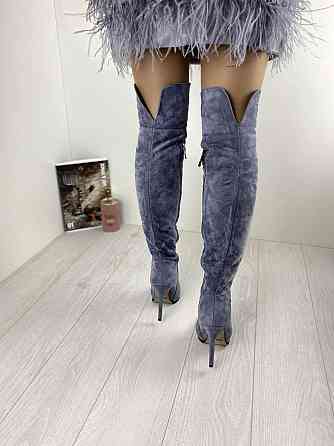 Nivelle Ботфорти жіночі NIVELLE сірі замша натуральна висота 50см каблук 10.5см обхват гомілки Коломыя