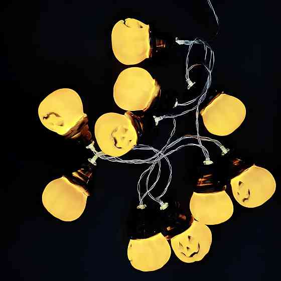 Гирлянда в виде Хэллоуинских тыкв RESTEQ 1.5 м — светодиодное украшение с тёплым светом для тематических вечеринок Киев
