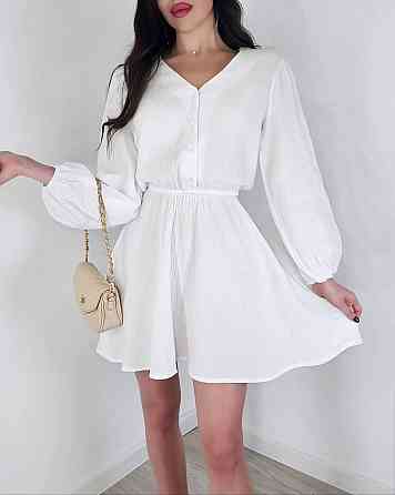 Женское легкое мини платье из натуральной ткани муслин Белый, 48/52 Одесса