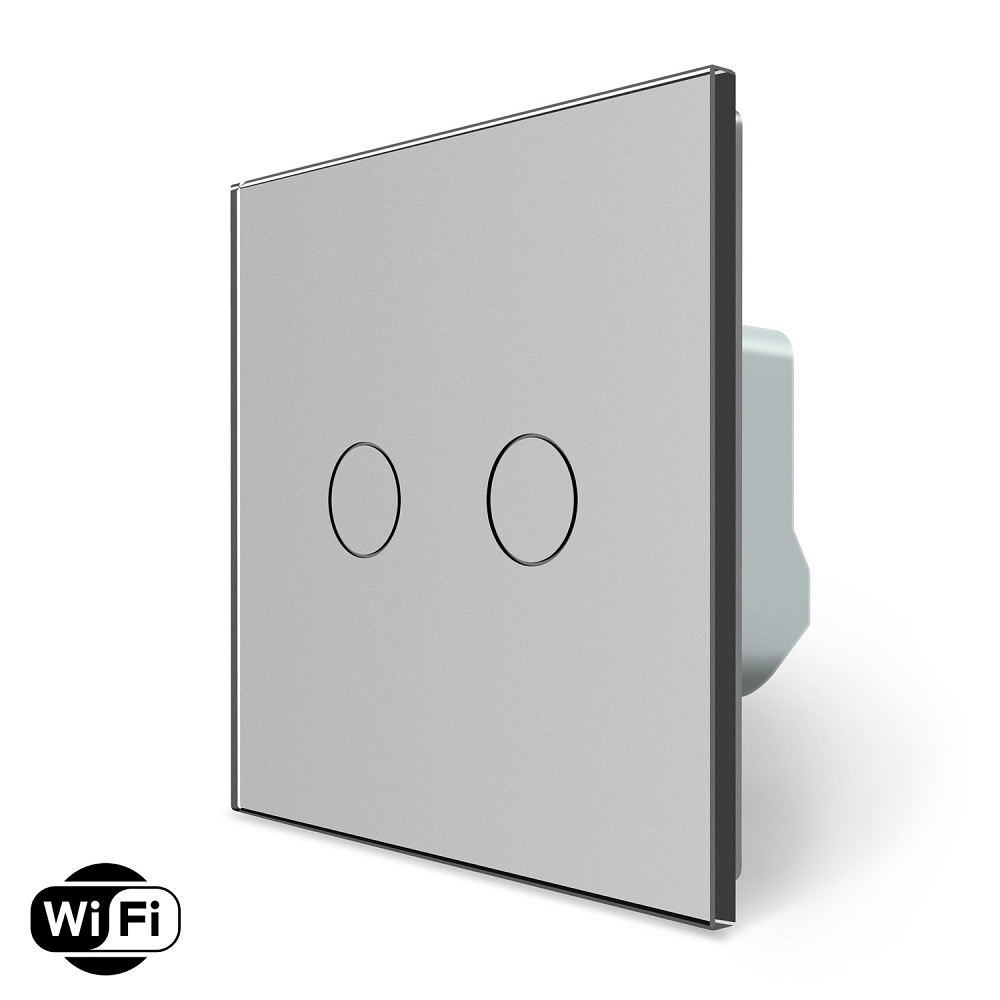 LIVOLO Розумний сенсорний Wi-Fi вимикач 2 сенсора LIVOLO сірий матове скло Коломия - фото 1