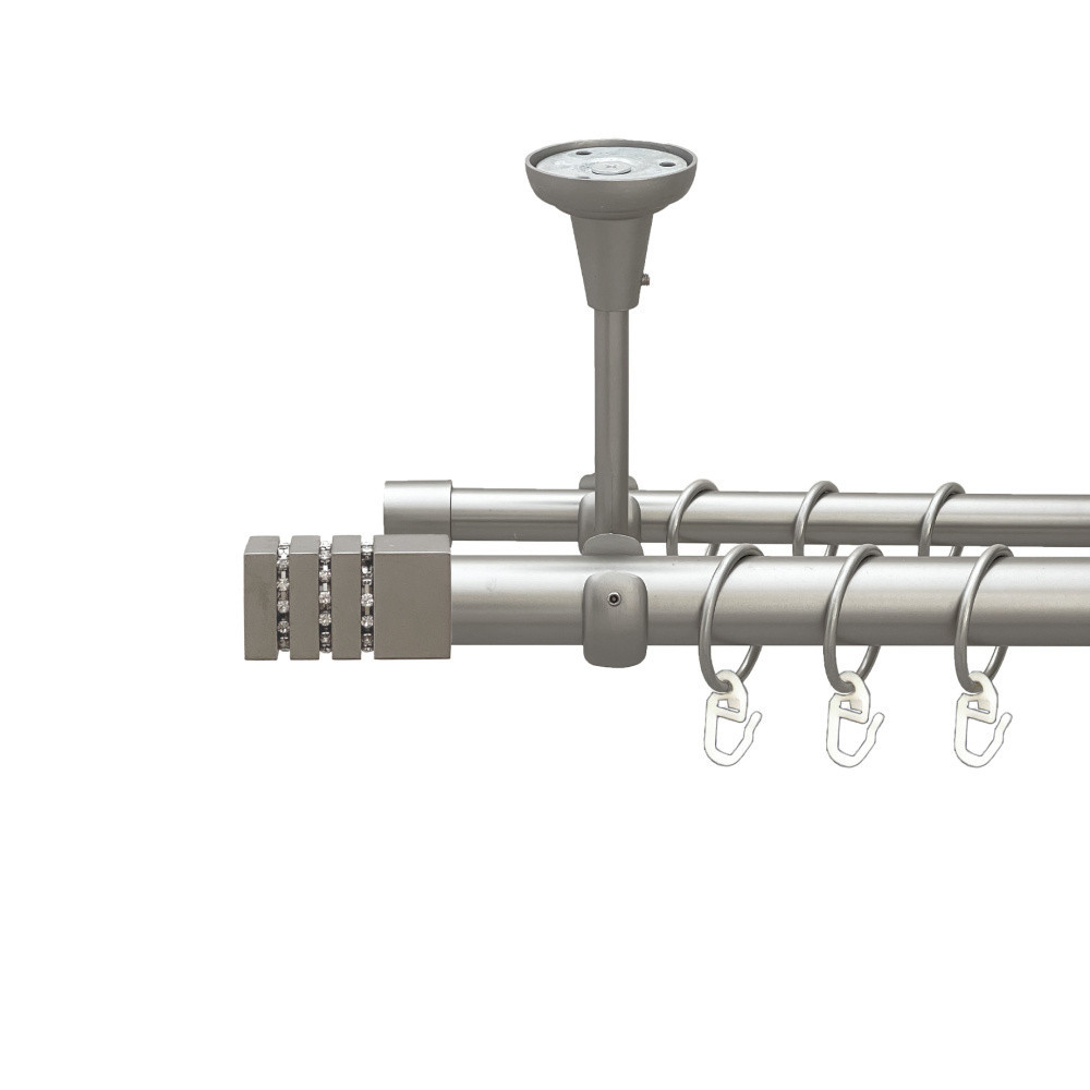 Карниз Orvit Ацтека металевий дворядний відкритий до стелі гладка труба кільце металеве Сатин 25\16 мм 160 см Львов - изображение 1
