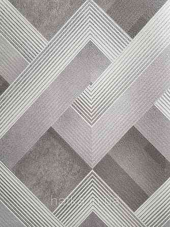 Обои виниловые на флизелине метровые Sintra Edelina геометрия фигуры ромбы полосы 3д серые белые  серебро Киев