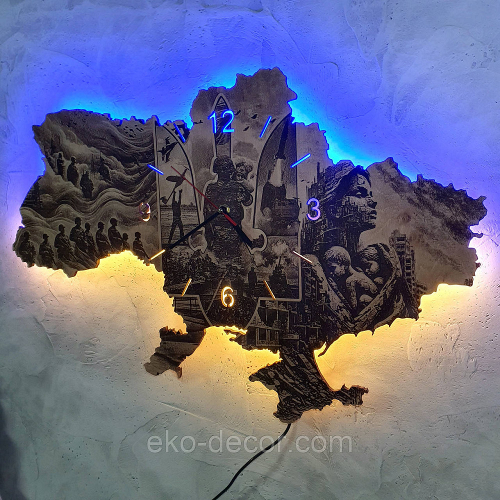 Дерев'яний настінний годинник з підсвіткою " Захисник" Київ - фото 6