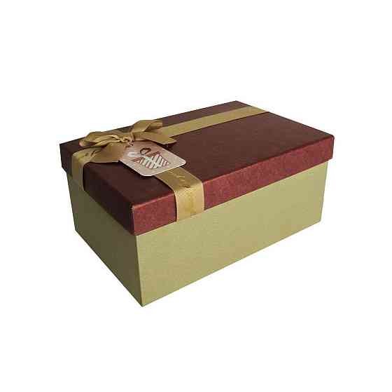 Подарункова коробка з бантом бордово-золота, S — 21,5×14,5×9,7 см Sex Aura Київ