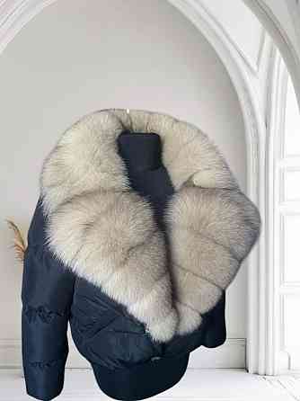 Жіноча куртка пуффер з натуральним хутром песця Чорний Світлий Соболь S Харків