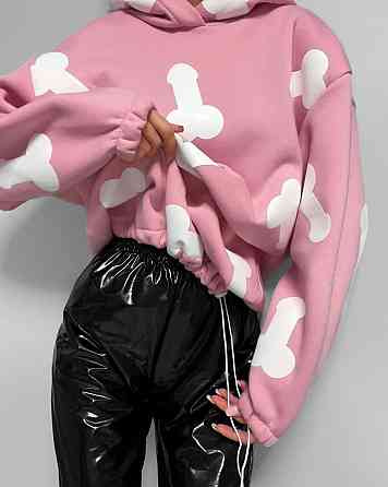 Женское теплое ОХУЕ*** худи оверсайз кроя на фиксаторах трехнитка на флисе Одесса