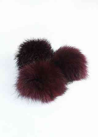 Помпони на дитячу шапку з натурального хутра кролика 7-8 см Бордовий Харків