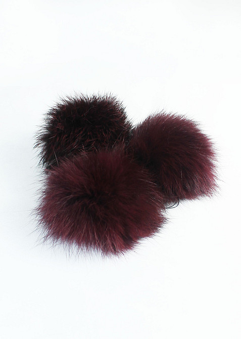 Помпони на дитячу шапку з натурального хутра кролика 7-8 см Бордовий Харків - фото 1