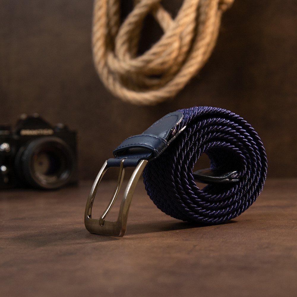 Текстильный ремень мужской классика Vintage 20520 Синий Киев - изображение 2