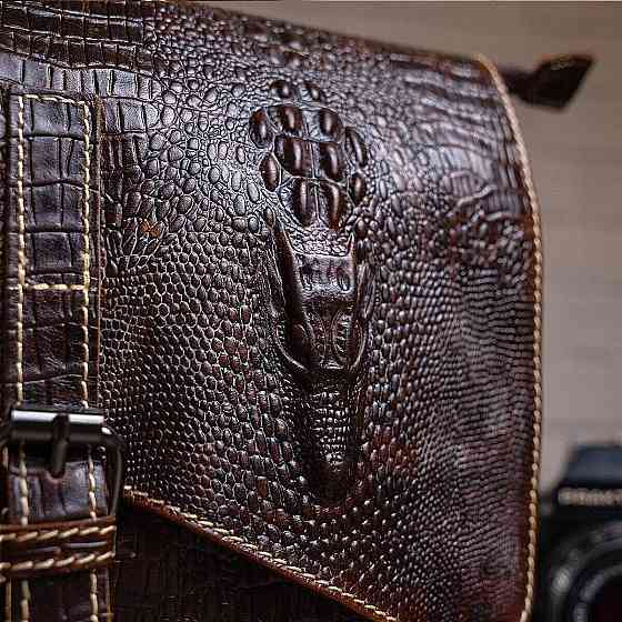 Сумка-мессенджер тиснение под экзотику Vintage 20038 Коричневая Киев