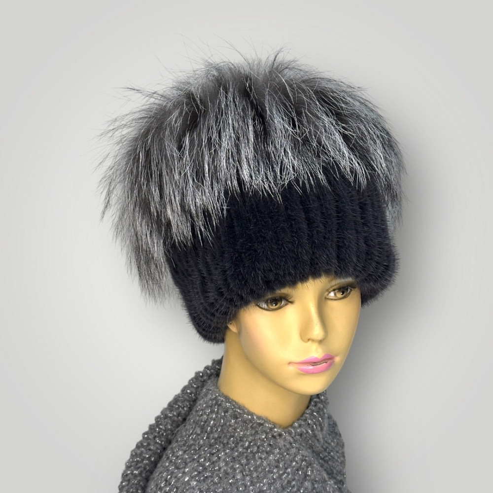 Шапка женская меховая Джесика Графитовый Харьков - изображение 2