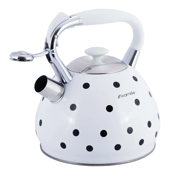 Чайник 3л нержавіюча сталь зі свистком з ручкою "soft-touch" (білий,беж,кавовий) 0695WH KAMILLE Житомир - фото 4