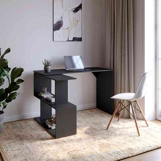 Стіл комп'ютерний поворотний з полицями М-ЗОН Джеко 1200 Антрацит (MZN-031033) Львів