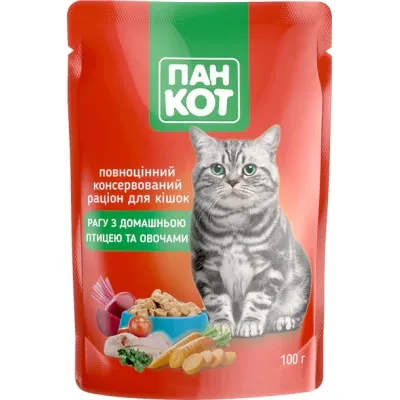 Влажный корм для кошек Пан Кот домашняя птица 100 г (4820111141012) Винница - изображение 1