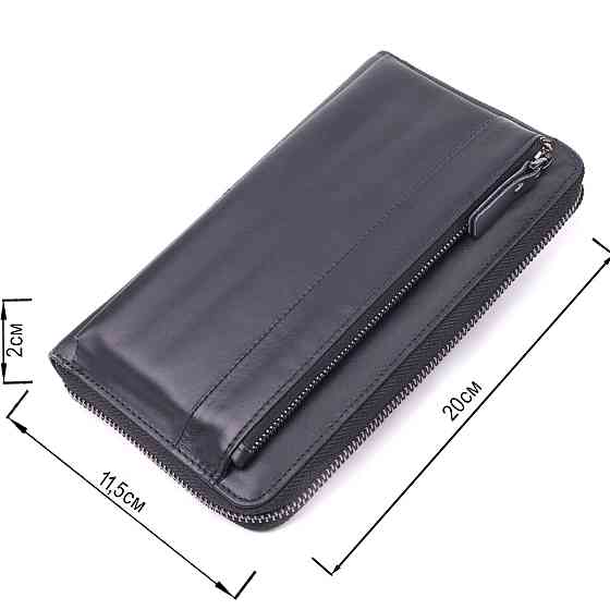 Оригінальний чоловічий клатч з натуральної гладкої шкіри 21292 Vintage Чорний Київ