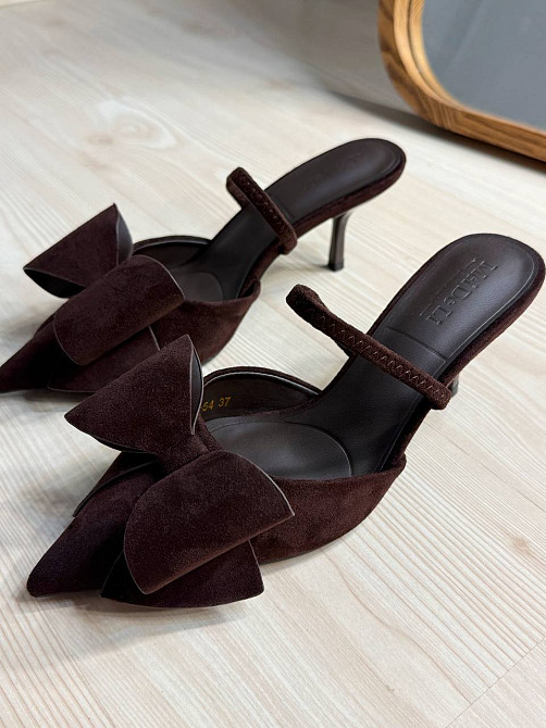 Туфлі жіночі Meideli F566-54 slingback човники з бантом екозамша коричневі, 38, 24 см Київ - фото 4