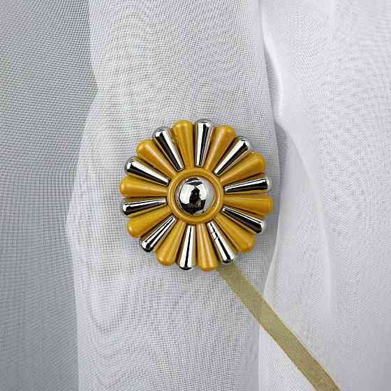 Магніти для штор і гардин Хризантема набір 2 шт Золотистий з сріблястим (81-303) Київ